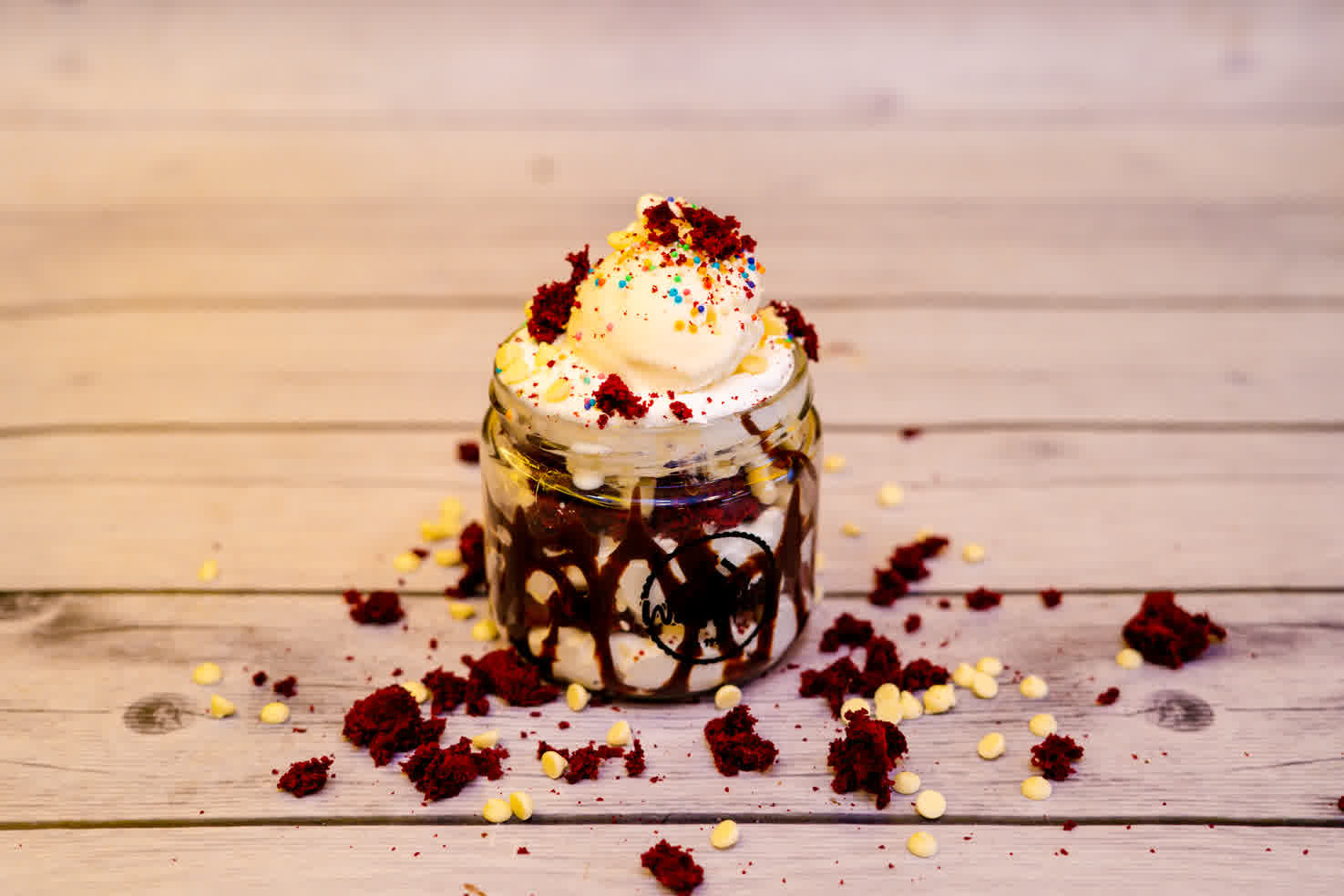 Red Velvet Waffle Jar Sundae
